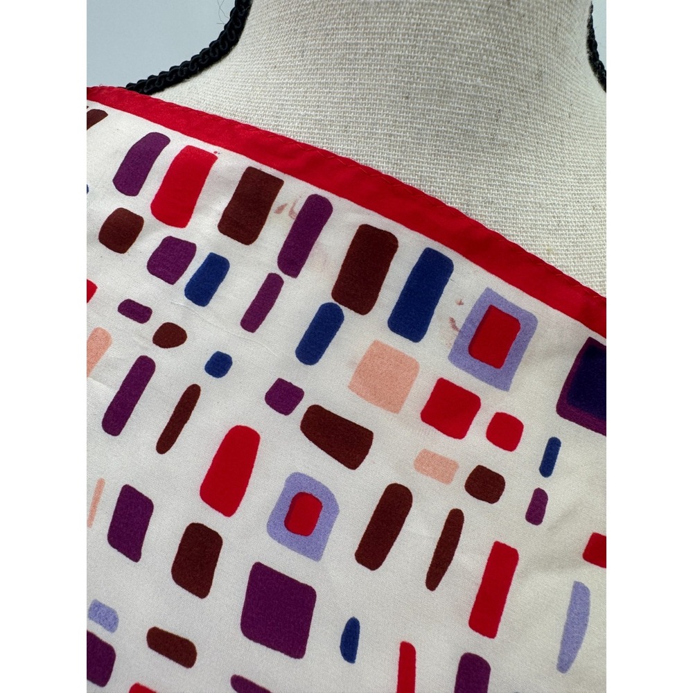 Womens Multicolor Geometric Print Silk Square Scarf Neckerchief Office Accessory - Picture 6 of 11